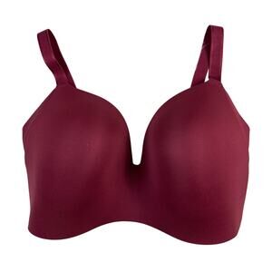Knix Women's 32F Burgundy Wine Lightly‎ Lined Wireless Contour T-Shirt Bra *